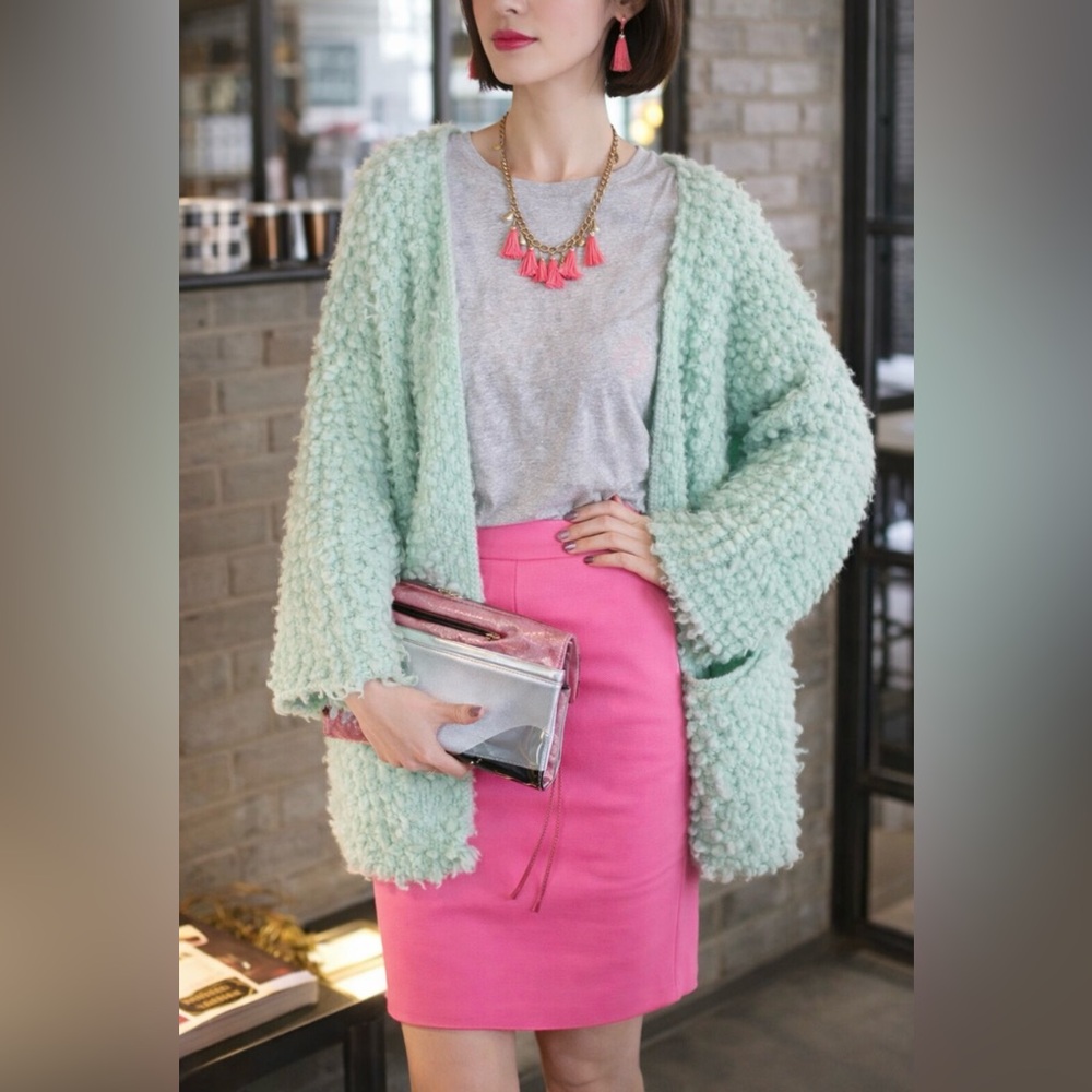 Mint green oversized cardigan